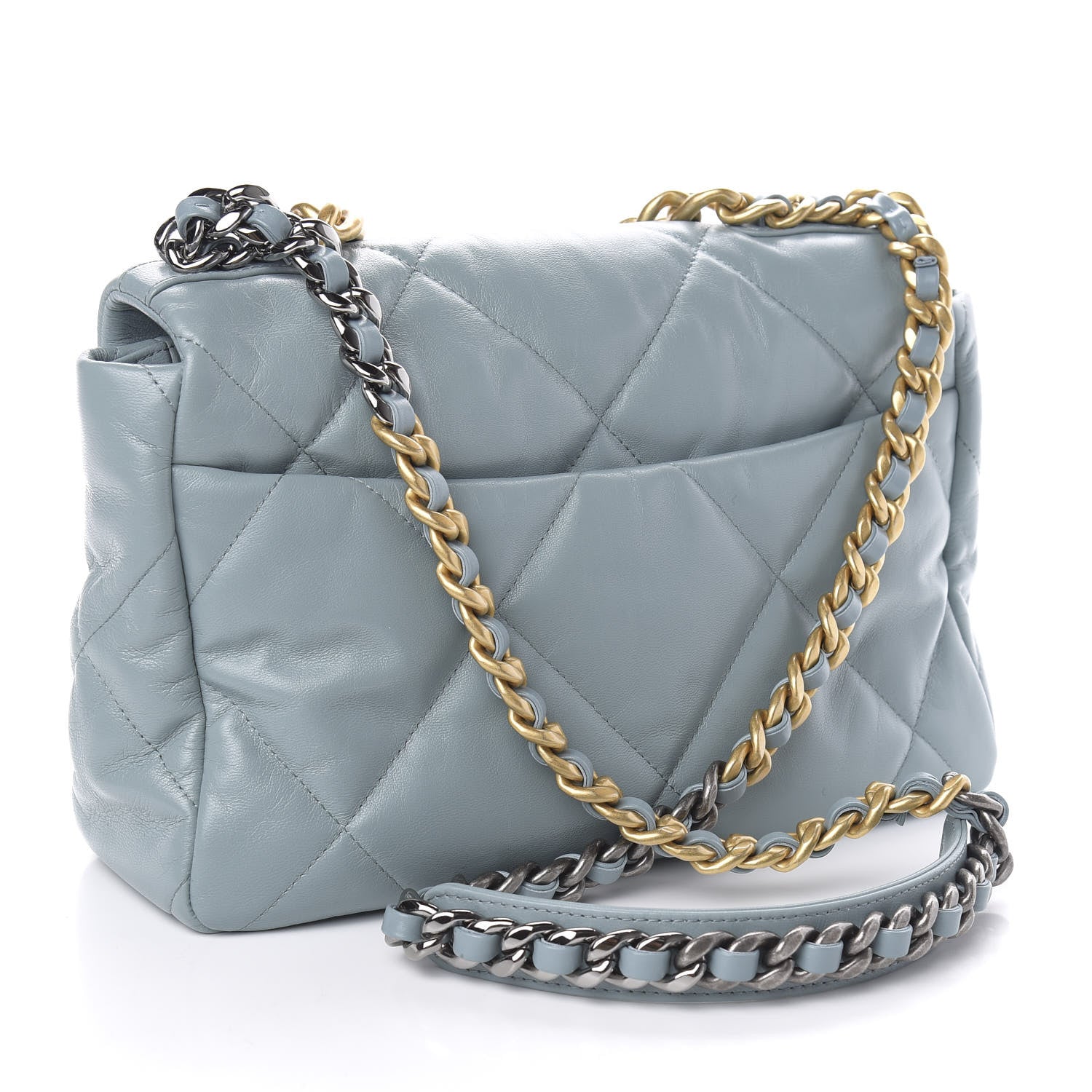 Chanel Goatskin Quilted Large 19 Flap Blue 3 of 11
