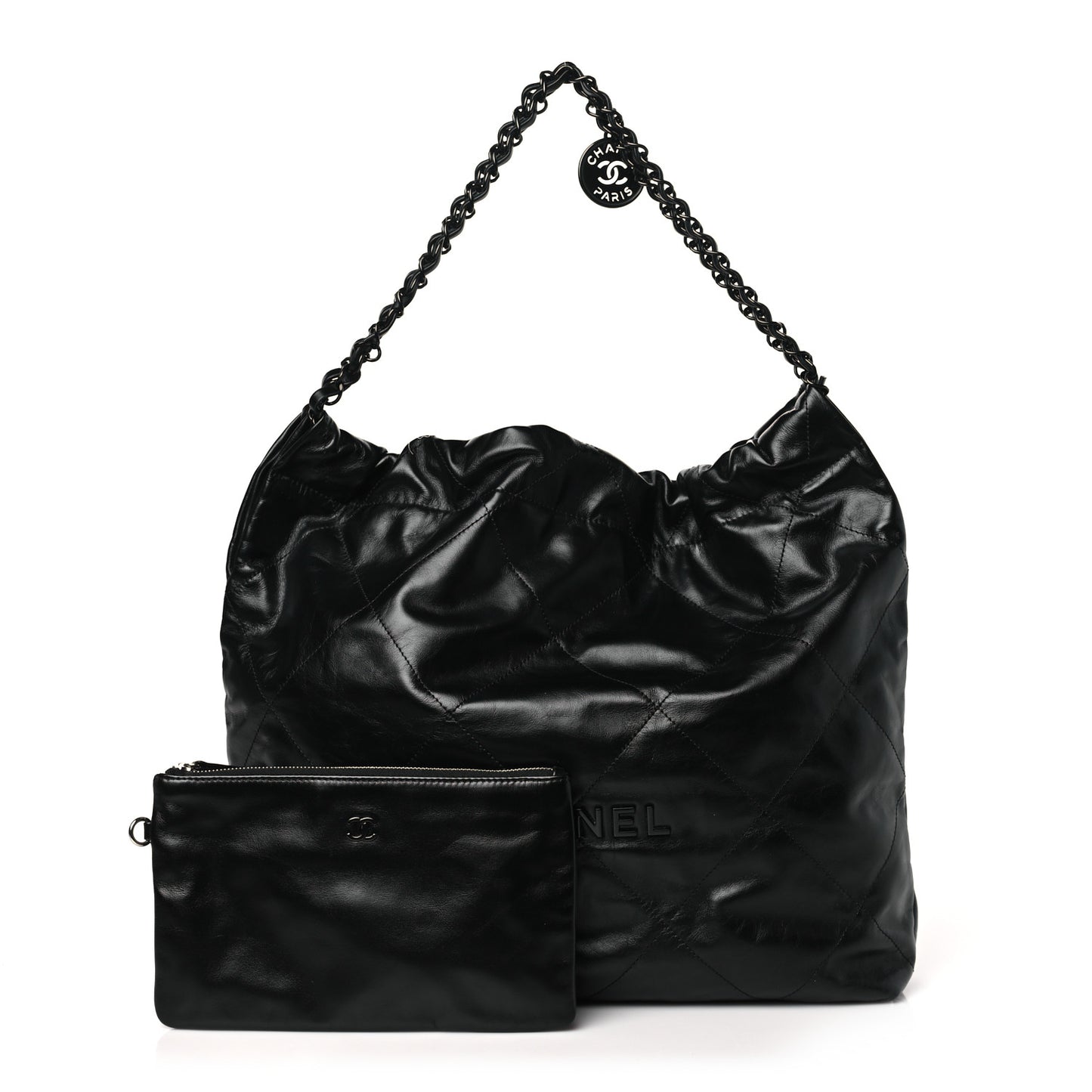 Shiny Calfskin Quilted Chanel 22 So Black