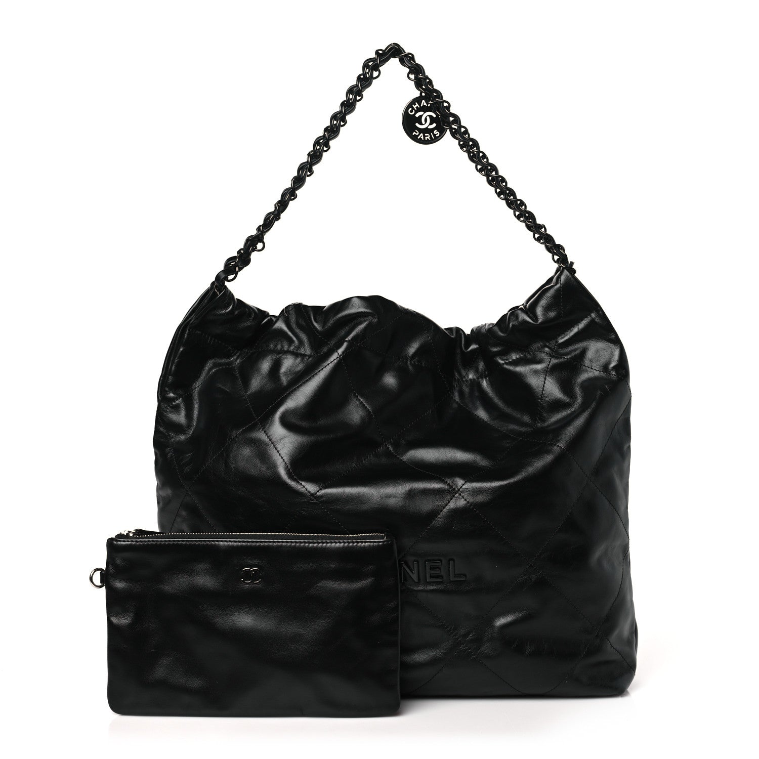 Chanel Shiny Calfskin Quilted Chanel 22 So Black 1 of 11