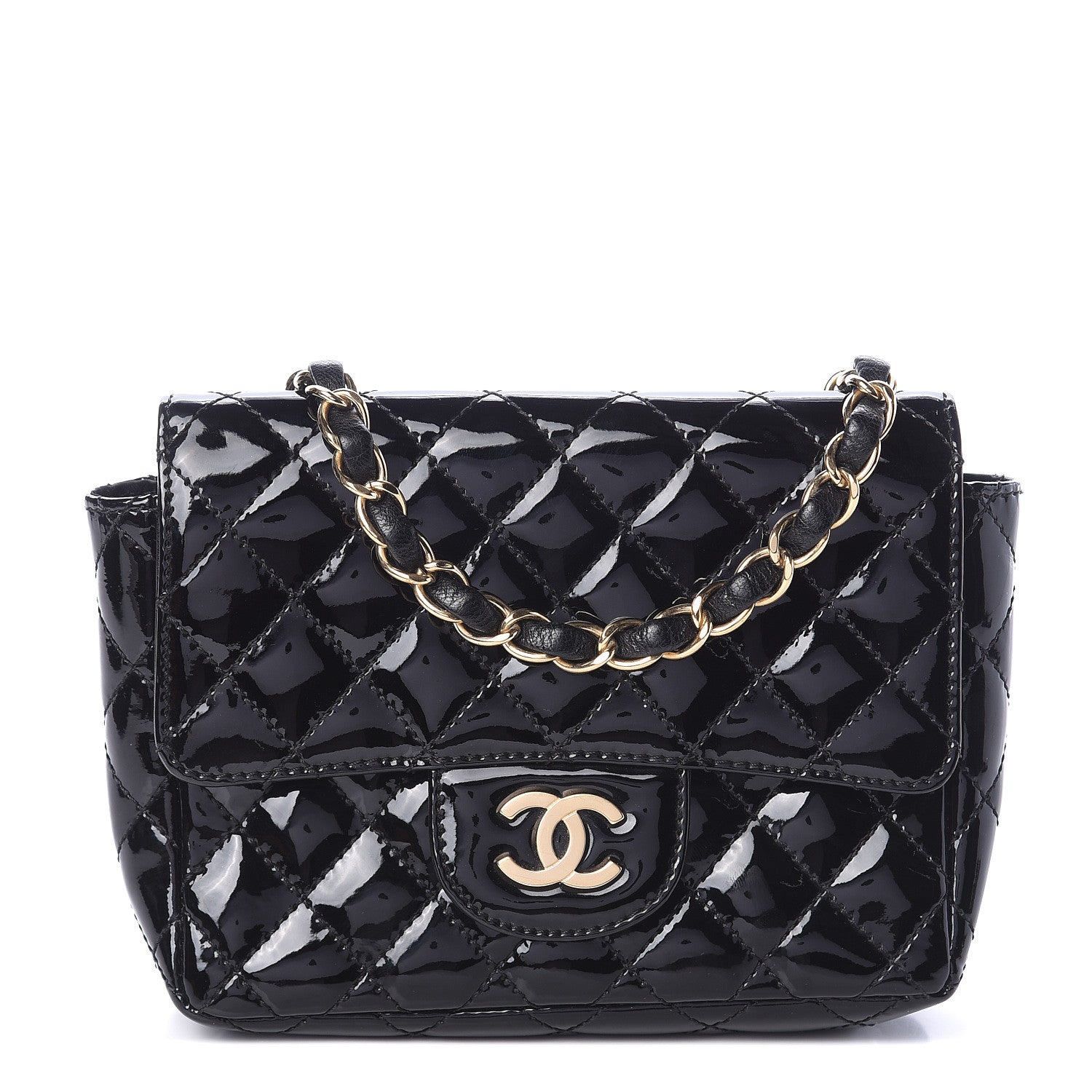 Chanel Patent Calfskin Quilted Mini Square Flap Black 1 of 8