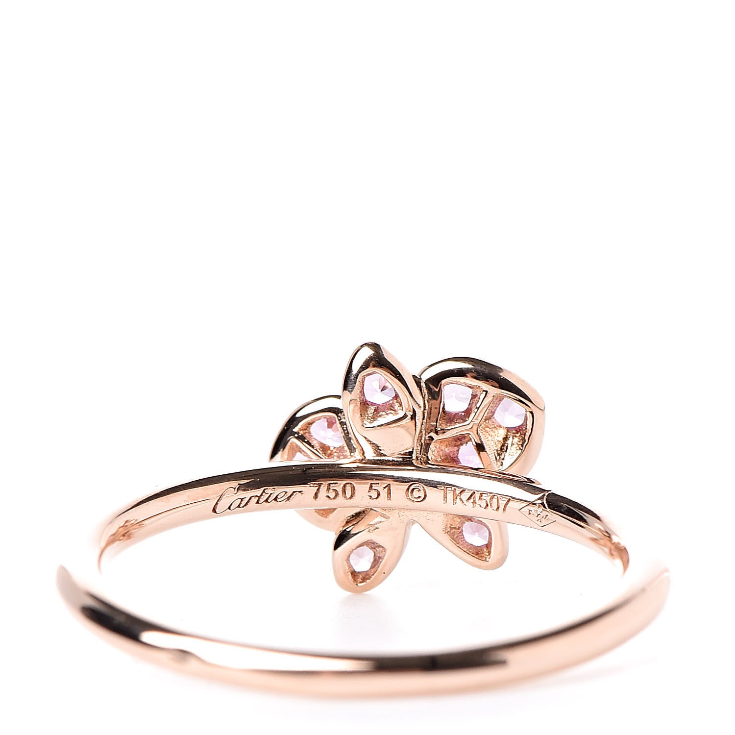 Cartier 18K Pink Gold Diamond Pink Sapphire Caresse D'Orchidees Par Ring 51 5.75 5 of 5