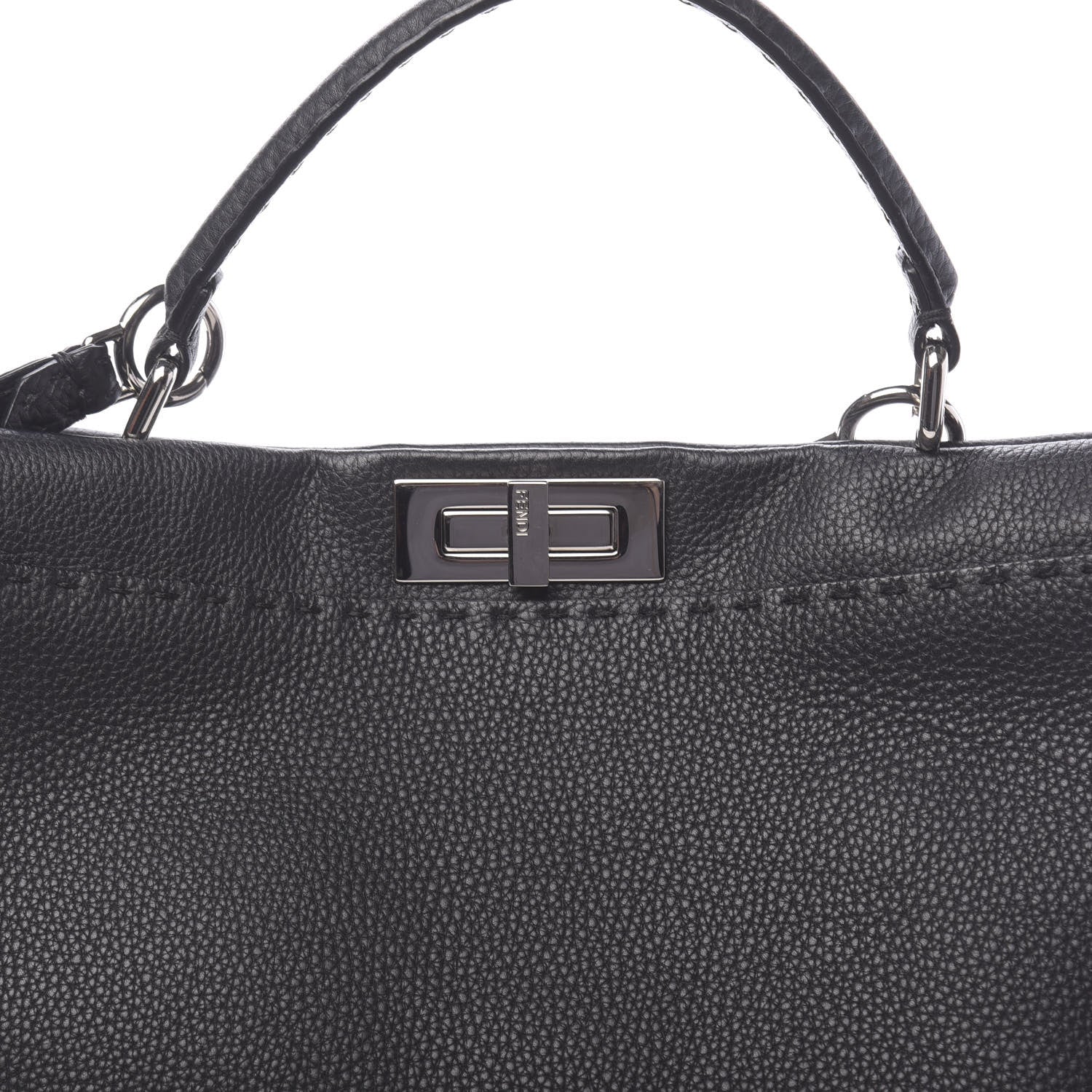 Fendi Cuoio Romano Selleria Bi-Color Large Peekaboo Iconic Satchel Black Mou 12 of 12