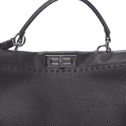 Fendi Cuoio Romano Selleria Bi-Color Large Peekaboo Iconic Satchel Black Mou 12 of 12