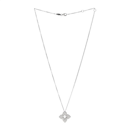 Roberto Coin 18K White Gold Diamond Medium Venetian Princess Flower Pave Pendant Necklace 3 of 6