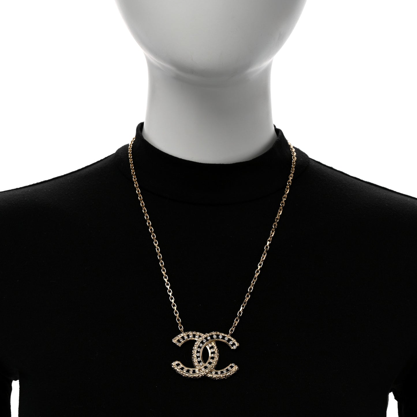 Crystal Textured CC Necklace Gold