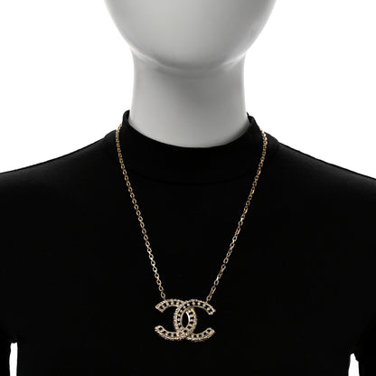 Chanel Crystal Textured CC Necklace Gold 2 of 6