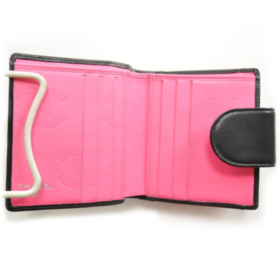 Chanel Calfskin Quilted Bi-fold Wallet Black White 5 of 9
