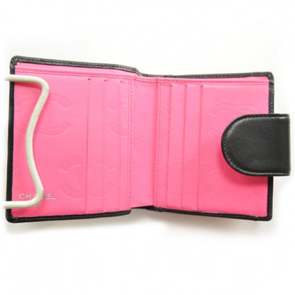 Chanel Calfskin Quilted Bi-fold Wallet Black White 5 of 9