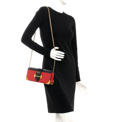 Prada City Calf Saffiano Cahier Pochette Fuoco Black 2 of 6