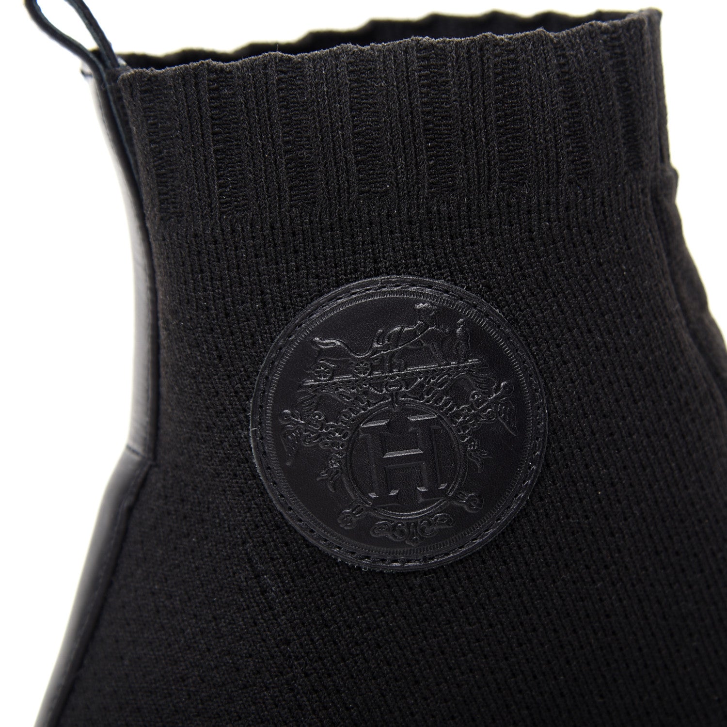 Hermes Knit Calfskin Volver Ankle Boots 38.5 Black 10 of 11