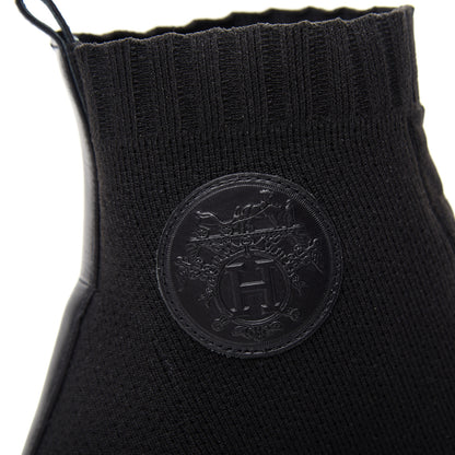 Hermes Knit Calfskin Volver Ankle Boots 38.5 Black 10 of 11