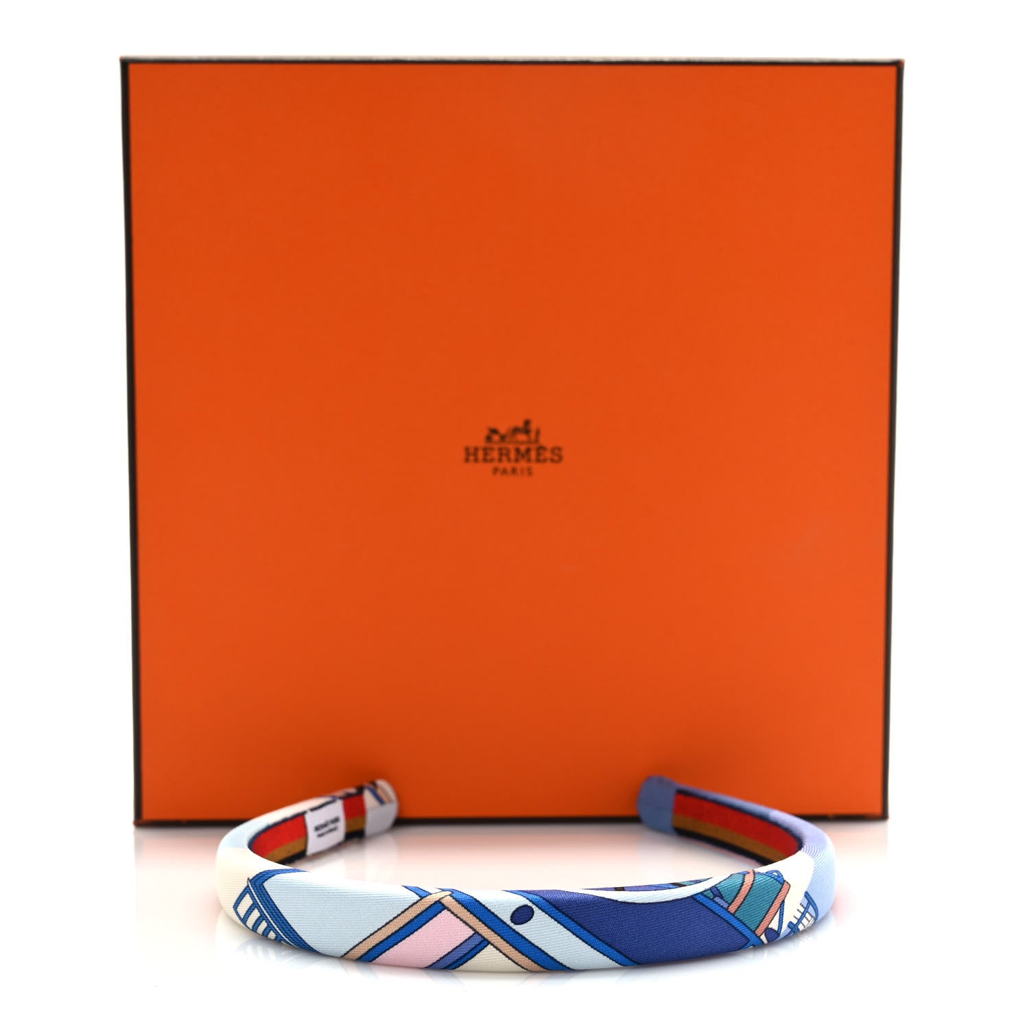 Hermes Silk Twill La Folle Parade Elsa Headband Bleu Jean 5 of 5