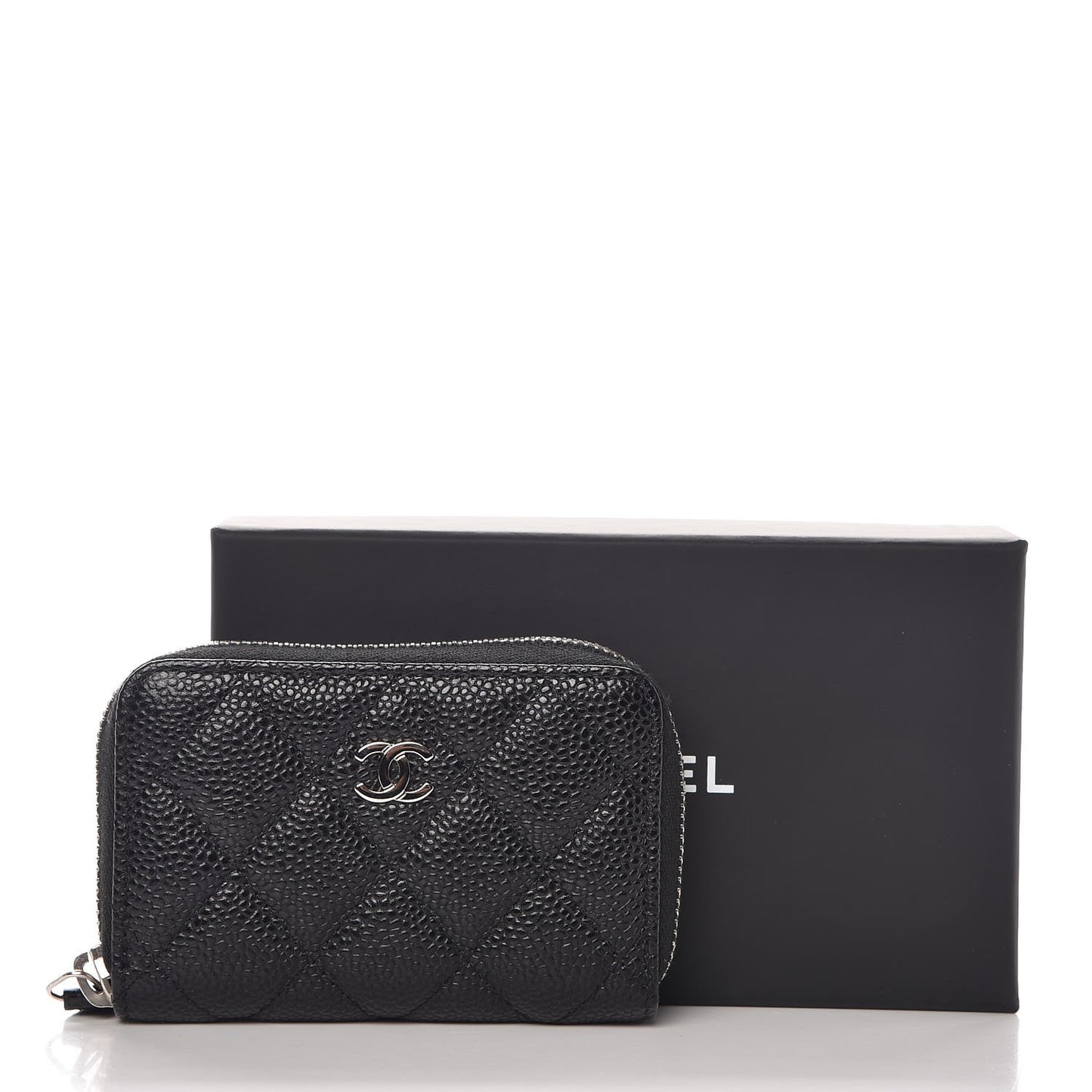 Caviar Quilted Zip Coin Purse Black