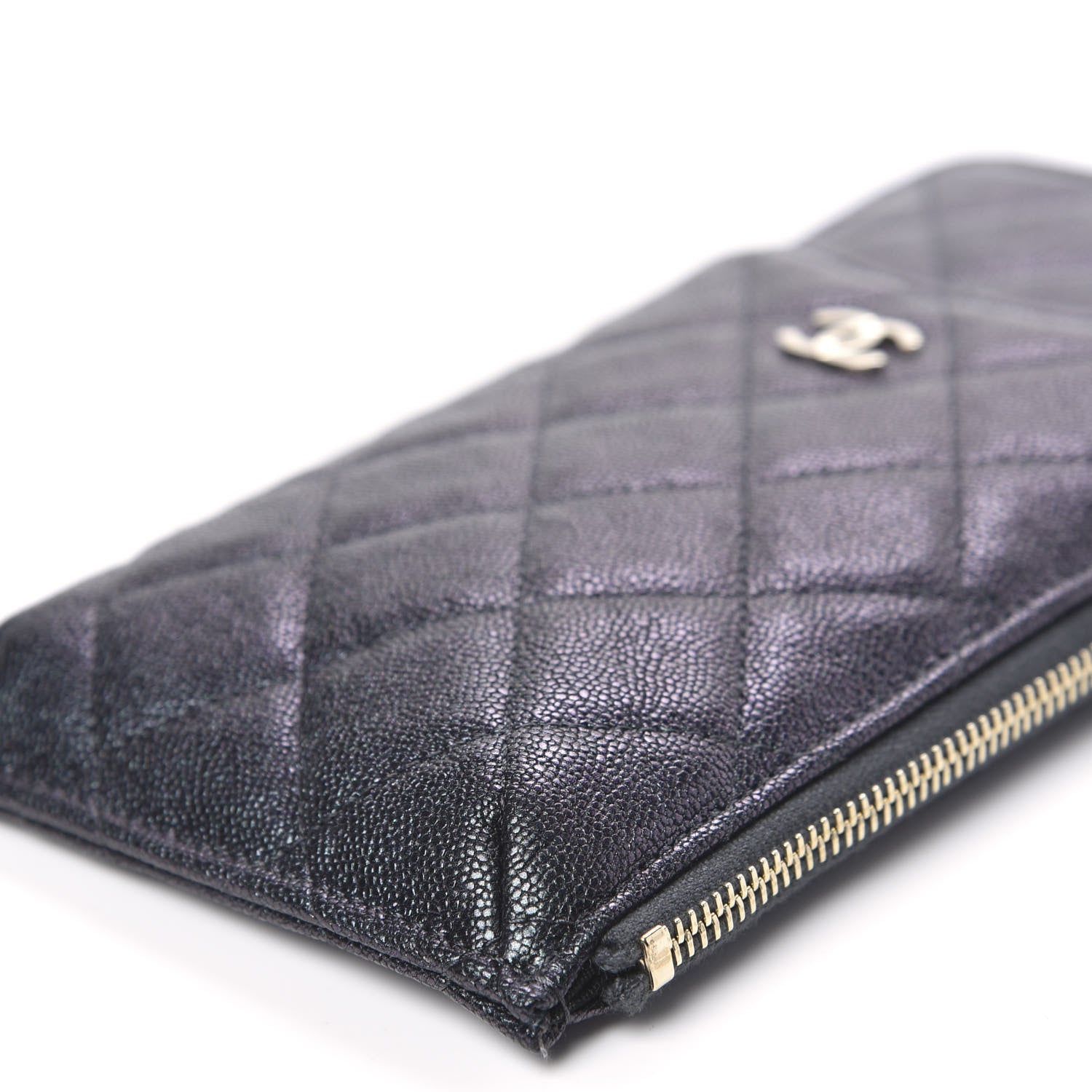 Chanel Iridescent Caviar Quilted Classic Flat Wallet Pouch Black 9 of 10