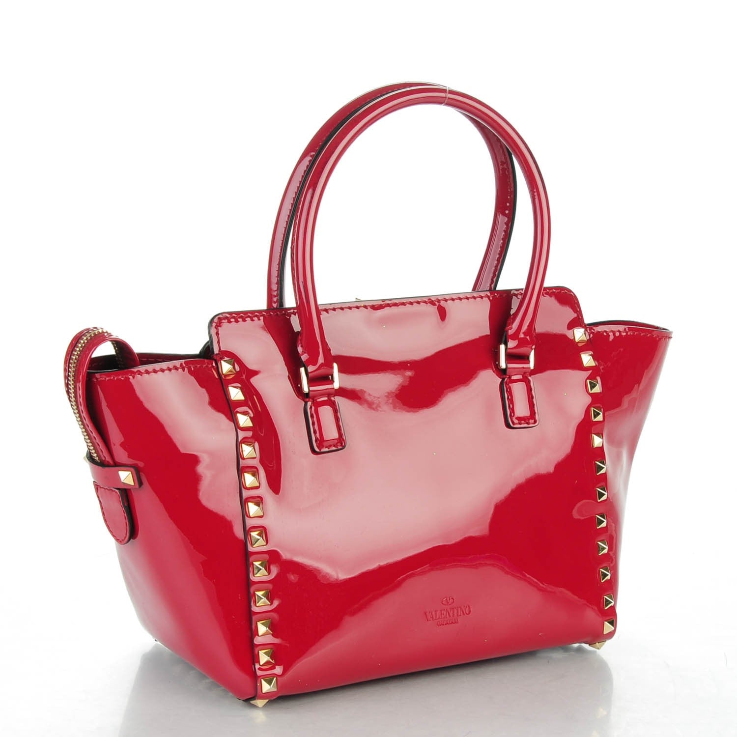 Valentino Garavani Patent Small Rockstud Double Handle Tote Rosso Valentino 3 of 8