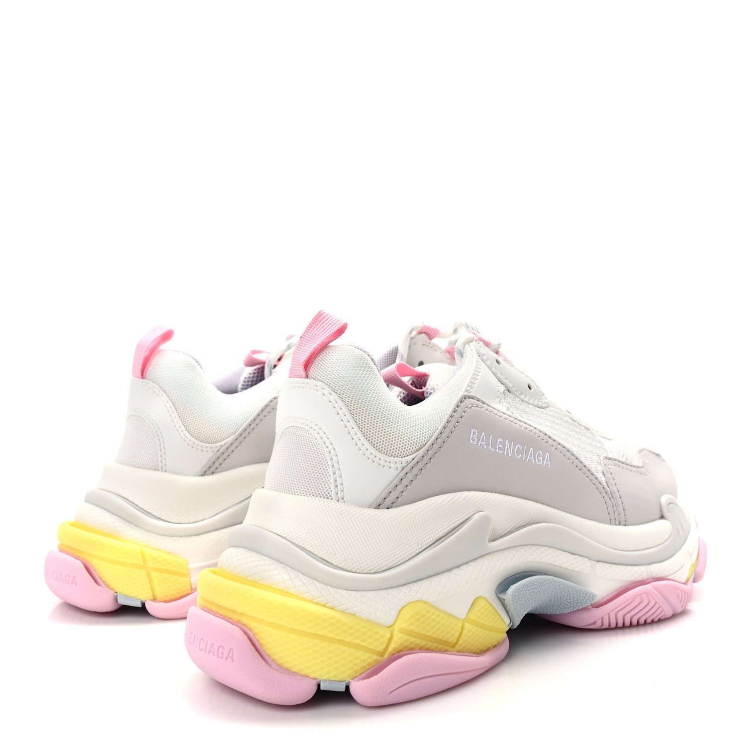 Balenciaga Fabric Mesh Multicolor Womens Triple S Sneakers 41 Yellow Pink Grey White 4 of 10