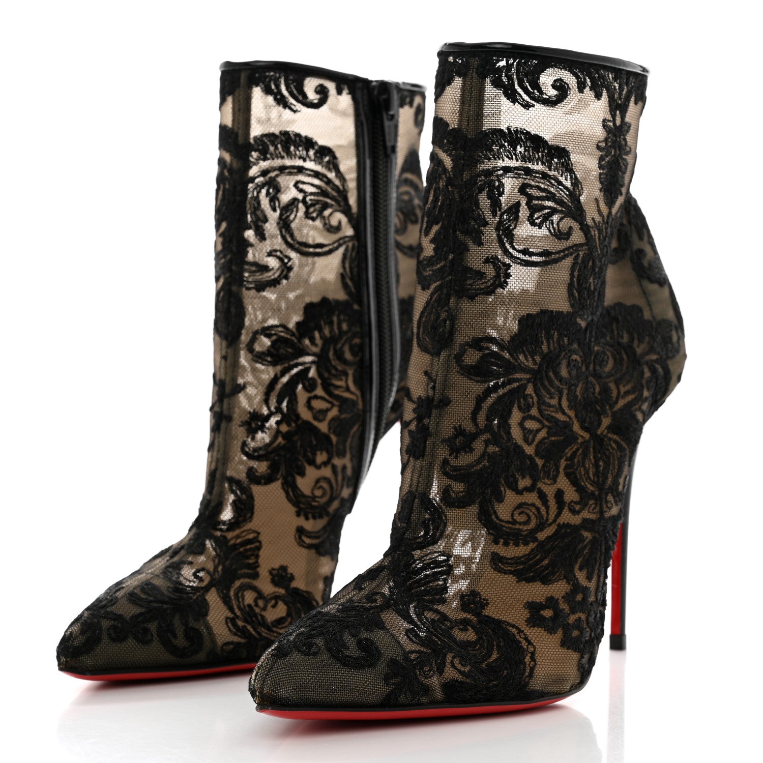 Christian Louboutin Lace Gipsybootie 100 Ankle Boots 38 Black 3 of 7
