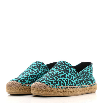 Saint Laurent Canvas Leopard Print Espadrilles 36 Aqua Black 3 of 9