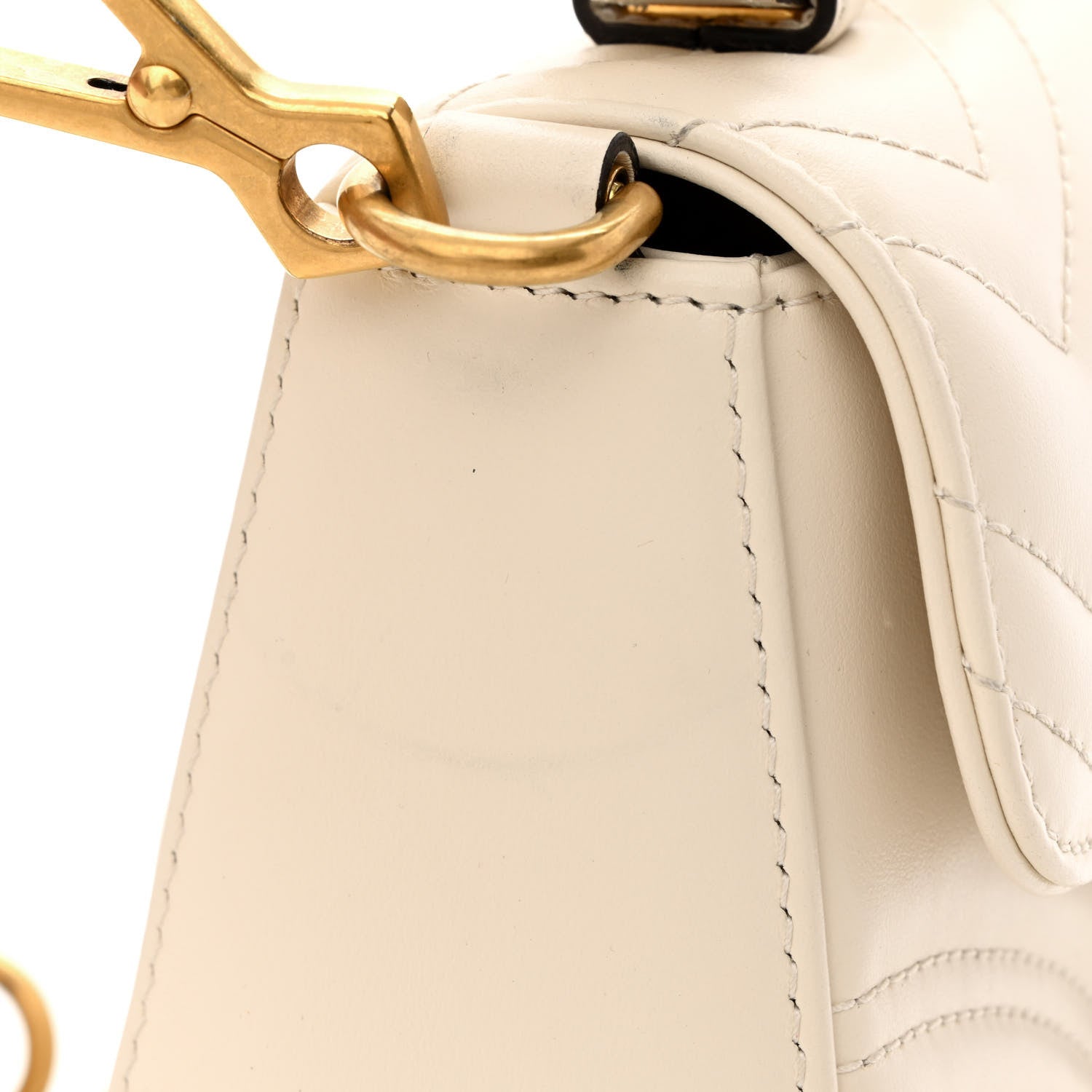 Gucci Calfskin Matelasse Mini GG Marmont Top Handle Shoulder Bag White 12 of 13