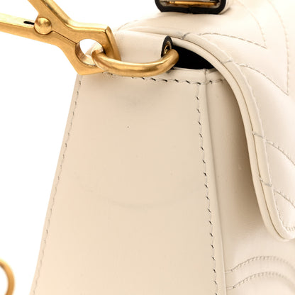 Gucci Calfskin Matelasse Mini GG Marmont Top Handle Shoulder Bag White 12 of 13