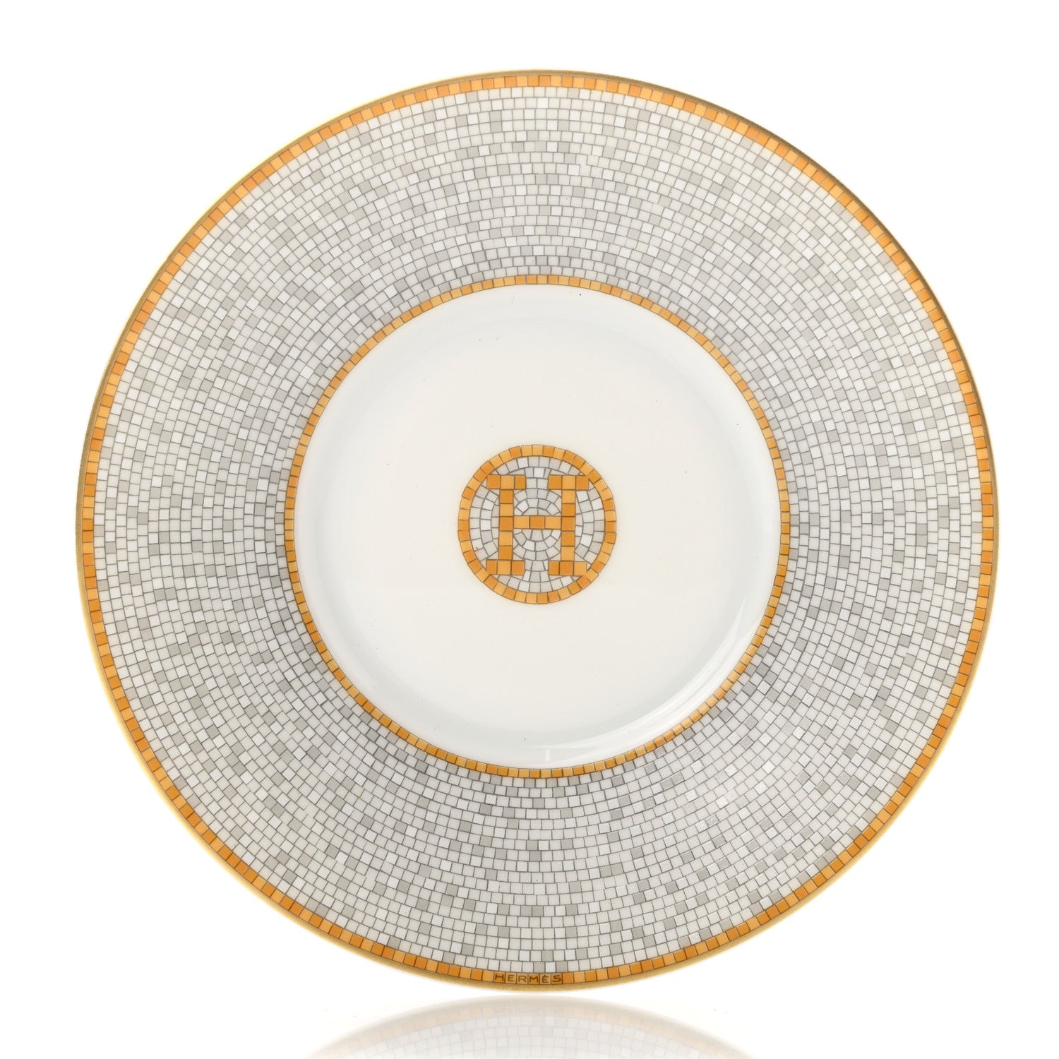 Hermes Porcelain Mosaique Au 24 Platine Tea Cup And Saucer Gold 4 of 9