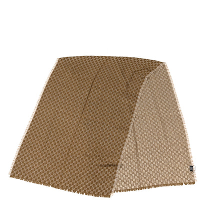 Gucci Wool Silk Jacquard GG Monogram Calilure Stole Beige 2 of 3