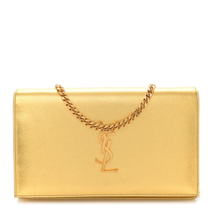 Saint Laurent Metallic Calfskin Monogram Chain Wallet Gold 1 of 10