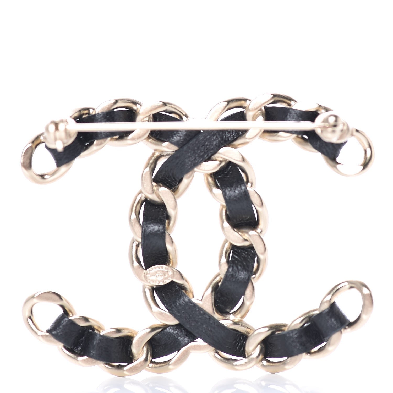 Chanel Lambskin Chain CC Brooch Black Gold 3 of 5