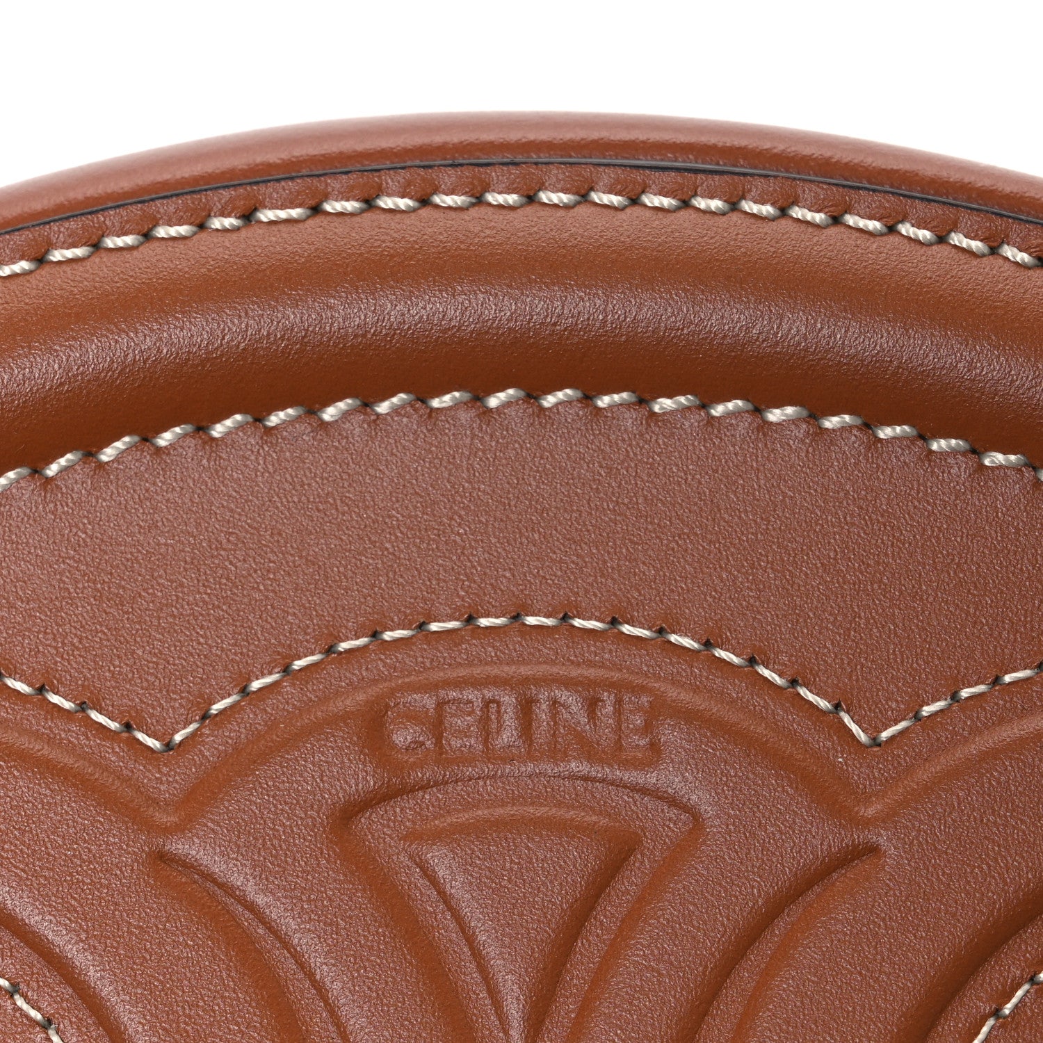 Celine Smooth Calfskin Cuir Small Triomphe Oval Crossbody Purse Tan 6 of 11