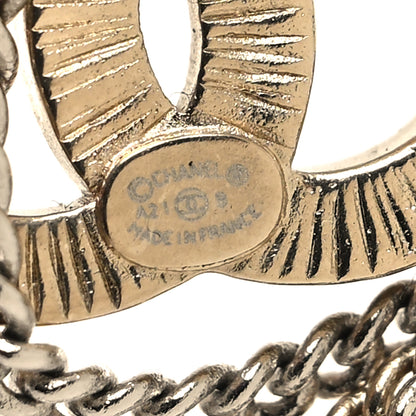 Chanel Crystal Chain CC Earrings Gold 4 of 5