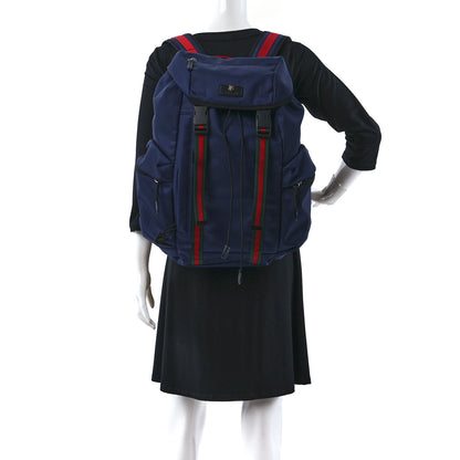 Gucci Techno Canvas Web Double Buckle Backpack Blue 2 of 11