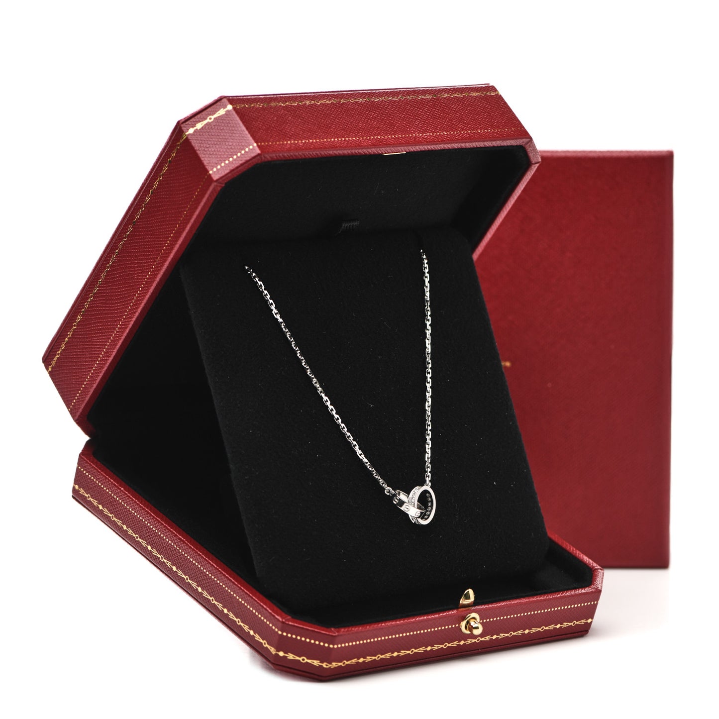 18K White Gold Diamond Interlocking LOVE Necklace