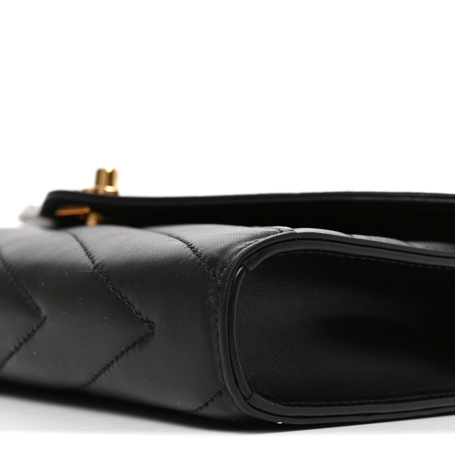 Chanel Lambskin Chevron Quilted Top Handle Envelope Clutch Black 10 of 10