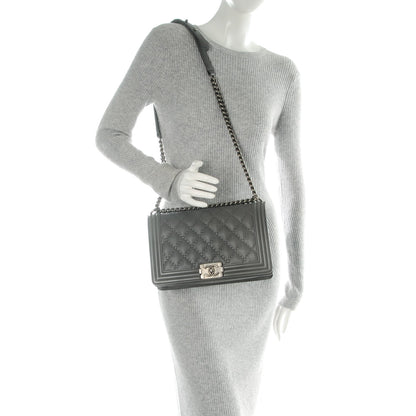 Chanel Calfskin Double Stitch New Medium Boy Flap Grey 2 of 8