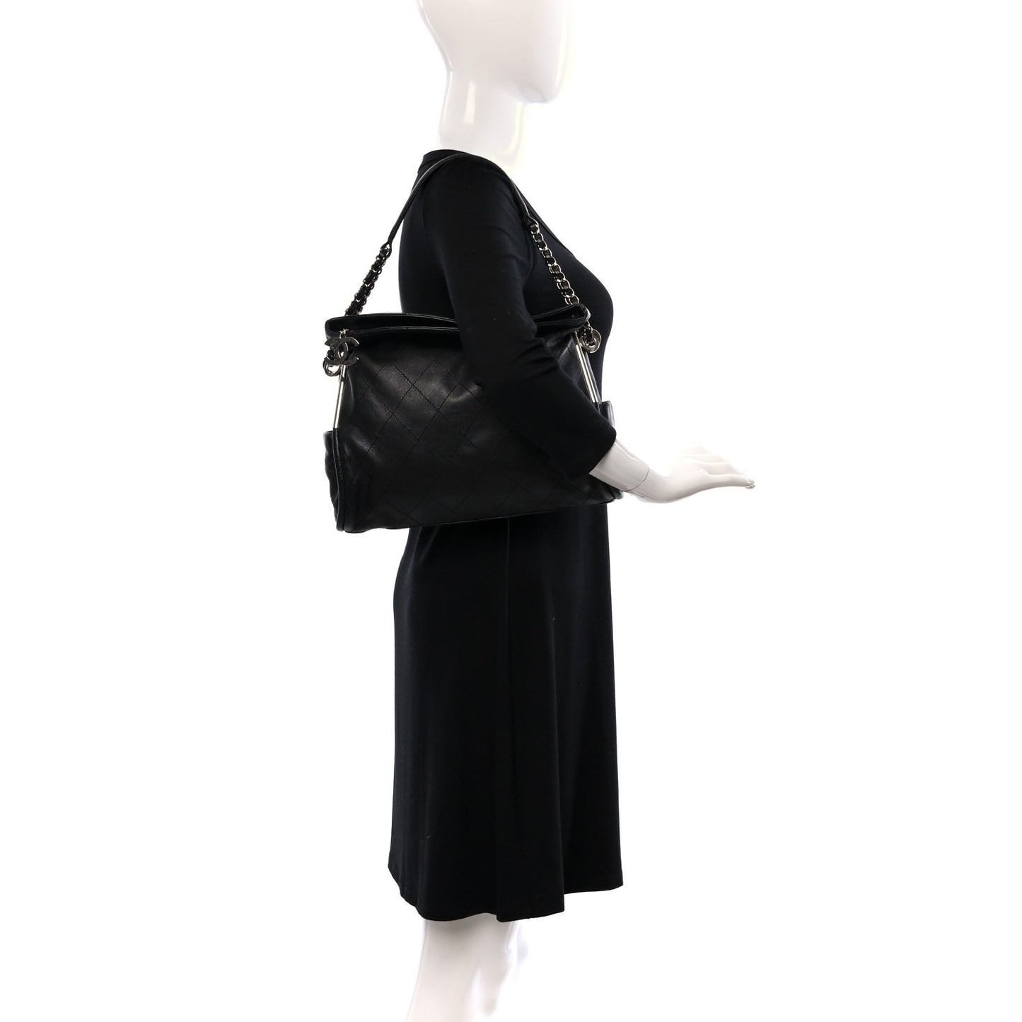 Lambskin Stitched Medium Ultimate Soft Tote Black