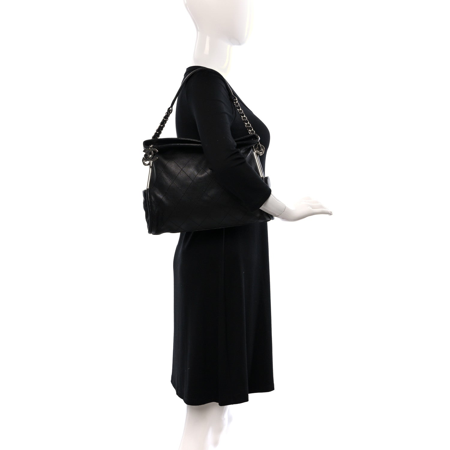 Chanel Lambskin Stitched Medium Ultimate Soft Tote Black 2 of 12