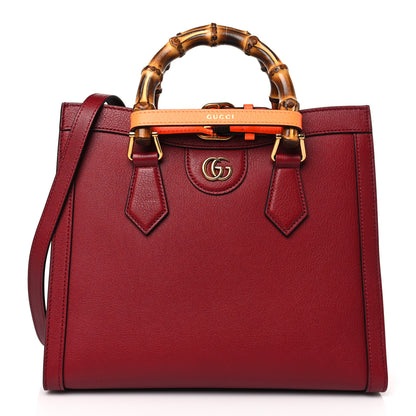Gucci Wonka Grain Calfskin Small Diana Tote Bag Dark Red Orange Fluo 1 of 9