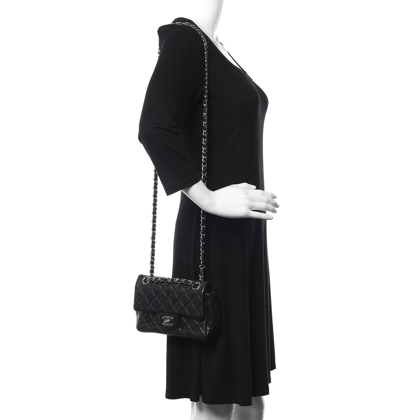 Caviar Quilted Mini Rectangular Flap Black