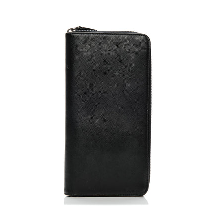 Prada Saffiano Large Zip Around Travel Wallet Nero Black 1 of 10