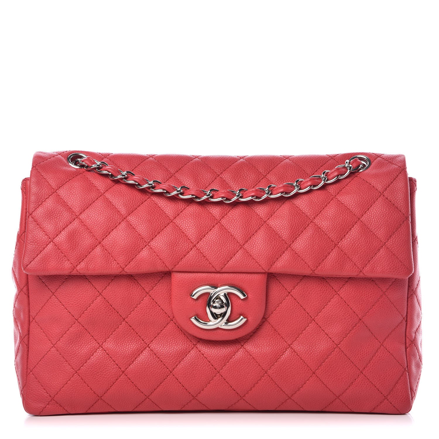 Chanel Washed Caviar Quilted Maxi Single Flap Fuchsia 1 of 10