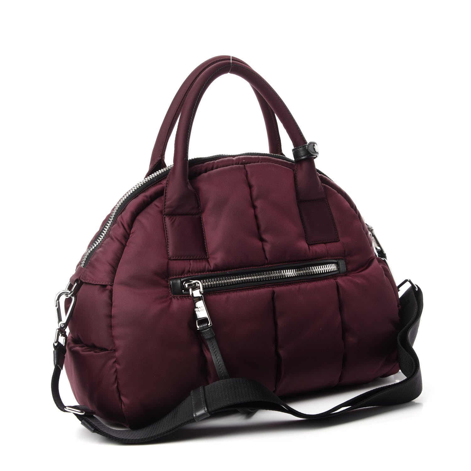 Prada Tessuto Nylon Bomber Dome Satchel Bordeaux 3 of 10