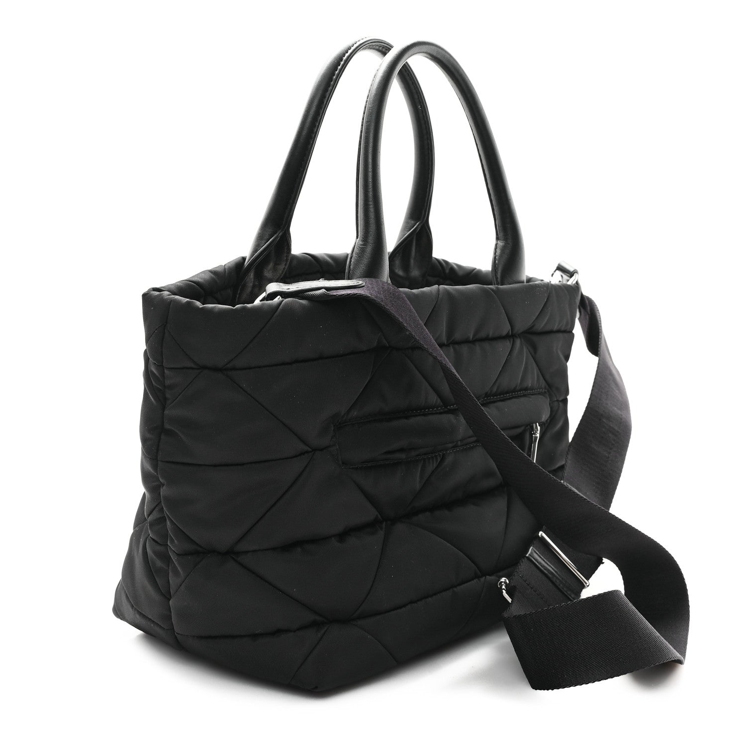 Prada Re-Nylon Nappa Triangle Quilted Padded Small Double Handled Zip Tote Black 3 of 9