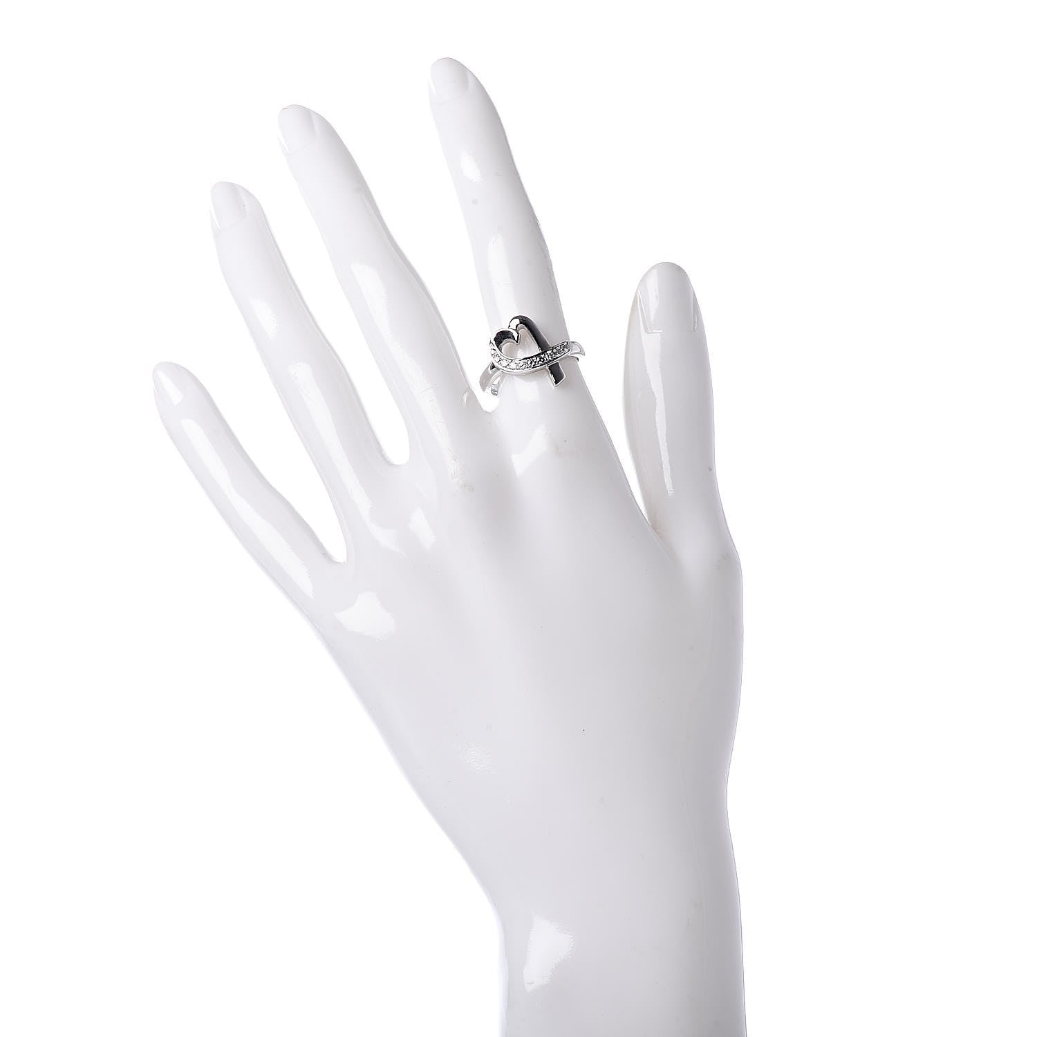 Tiffany 18K White Gold Diamond Paloma Picasso Loving Heart Ring 53 6.5 2 of 6