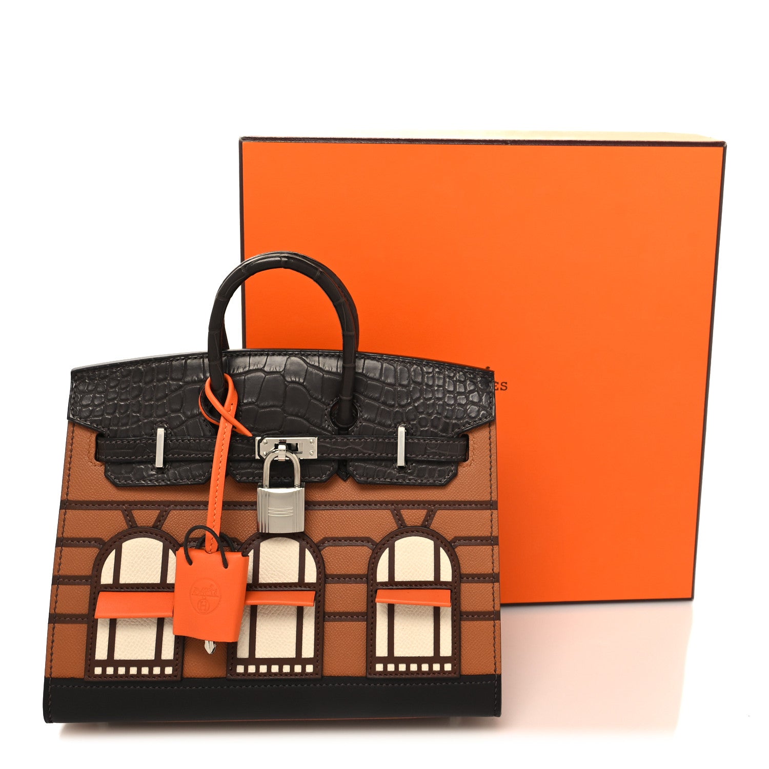 Hermes Madame Calfskin Matte Alligator Epsom Faubourg Day Birkin Sellier 20 Gold Ebene Orange 12 of 12