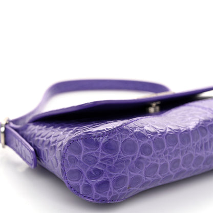 Balenciaga Shiny Super Supple Calfskin Crocodile Embossed Small XX Flap Stretch Bag Purple 8 of 13