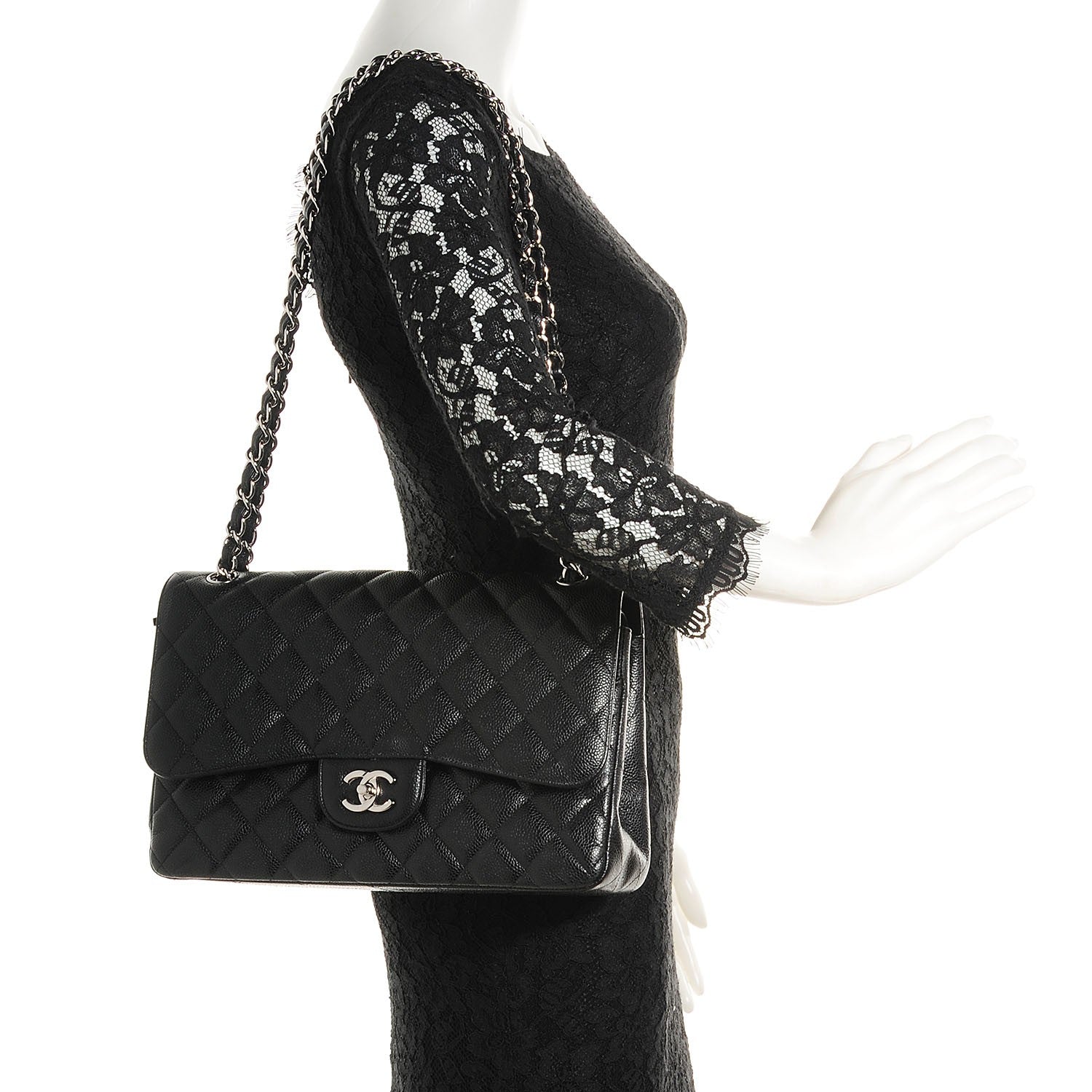 Chanel Caviar Quilted Jumbo Double Flap Black 2 of 9