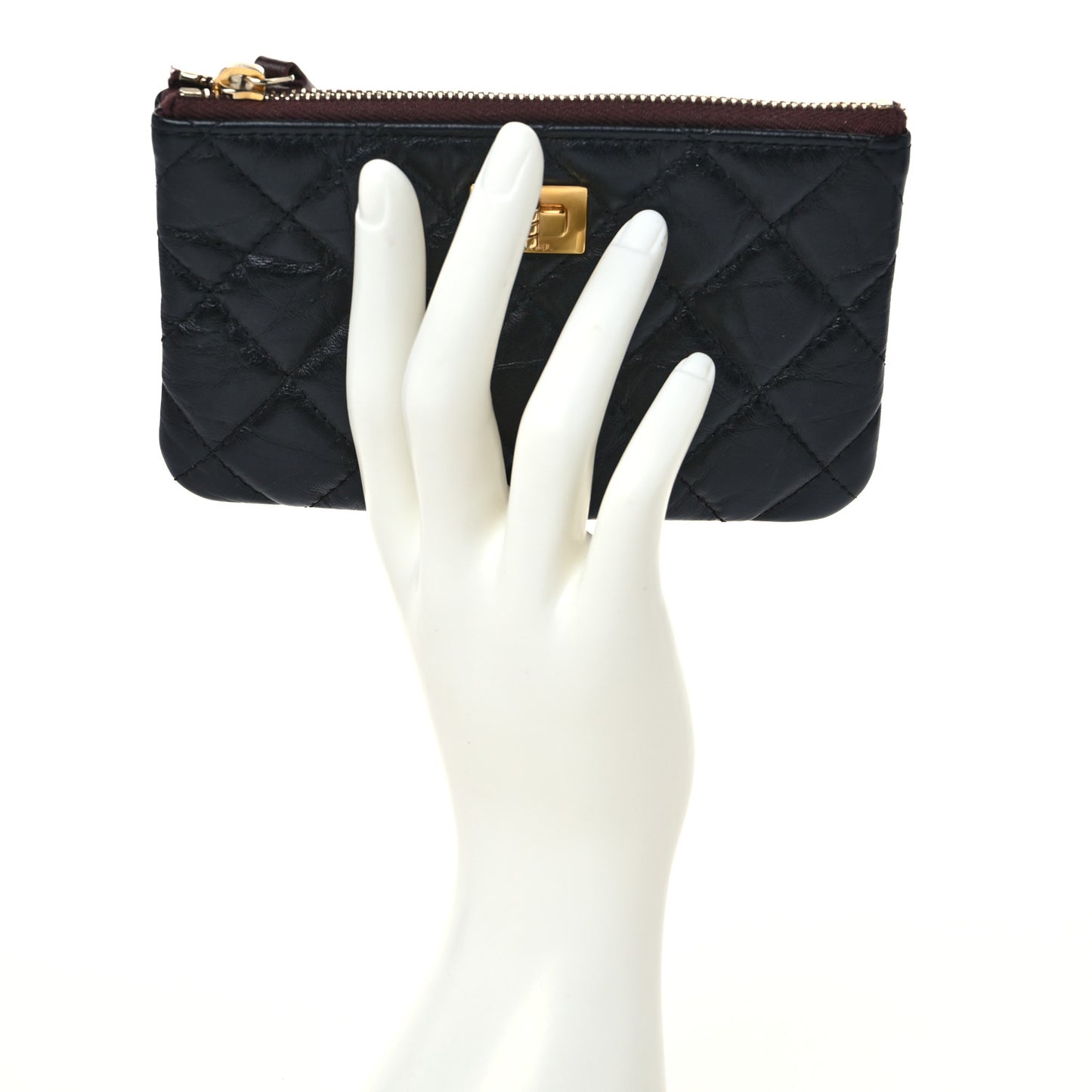 Aged Calfskin Quilted Small Reissue Cosmetic Case Black