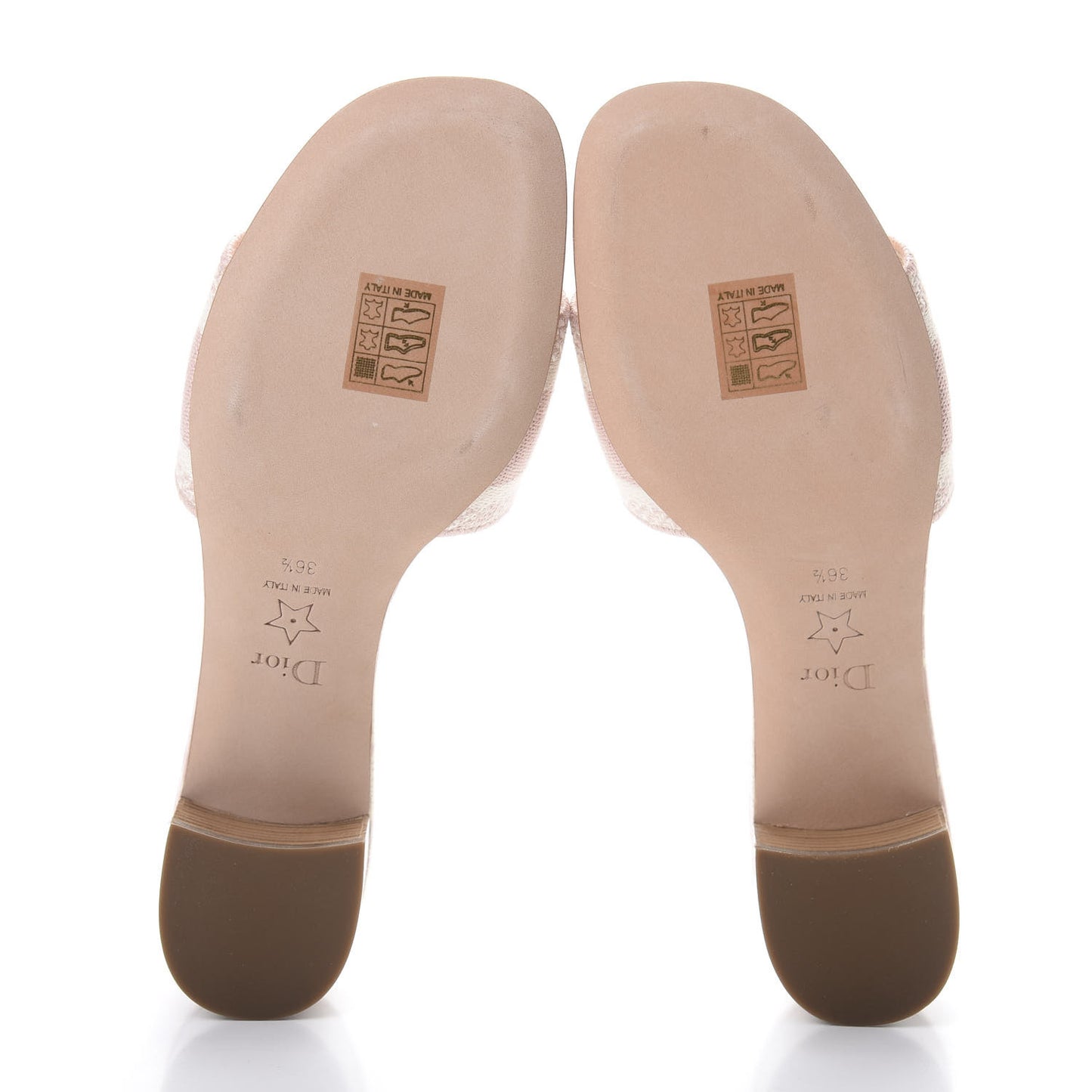 Cotton Toile De Jouy Embroidered Dway 50mm Slide Sandals 36.5 Light Pink