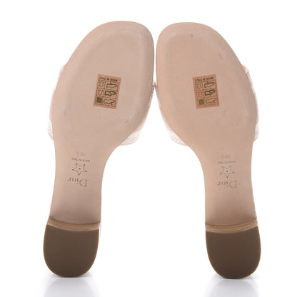 Christian Dior Cotton Toile De Jouy Embroidered Dway 50mm Slide Sandals 36.5 Light Pink 5 of 9