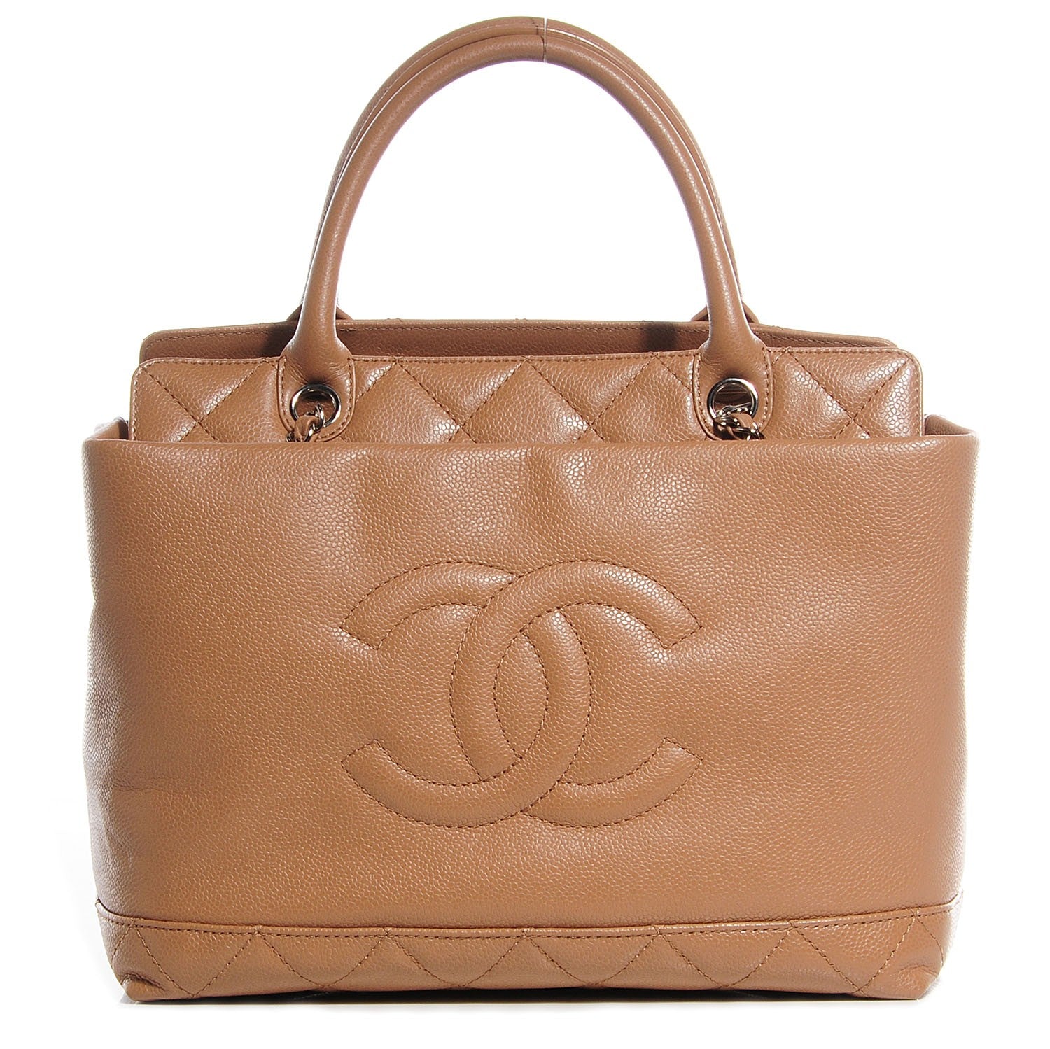 Chanel Caviar Soft CC Top Handle Medium Tote Beige 1 of 7